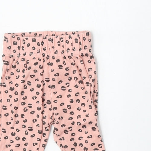 Pep&CO Girls Pink Animal Print Cotton Jogger Trousers Size Newborn