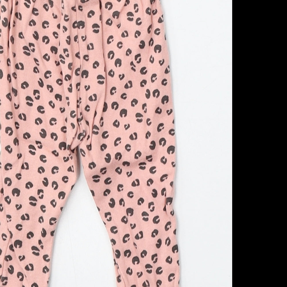 Pep&CO Girls Pink Animal Print Cotton Jogger Trousers Size Newborn