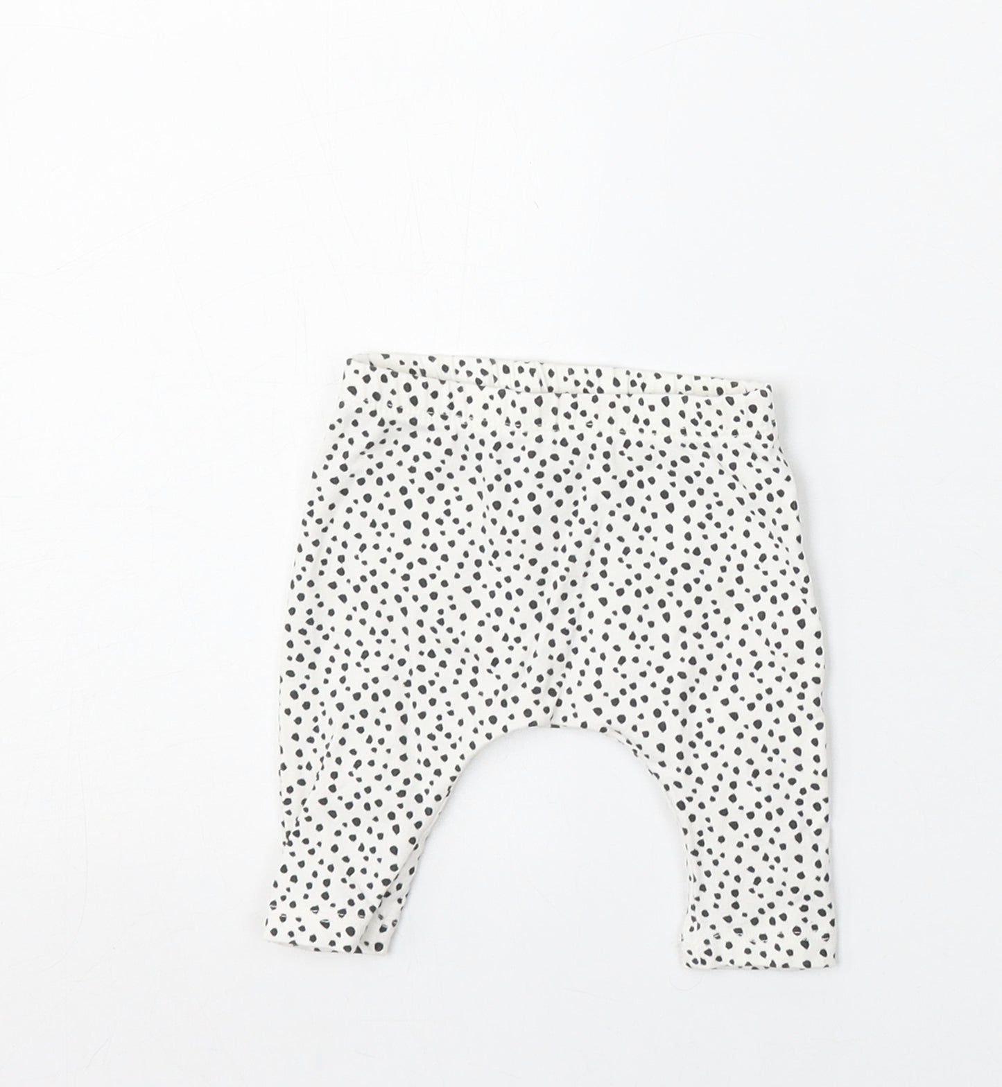 NEXT Girls White Animal Print Cotton Jogger Trousers Size Newborn