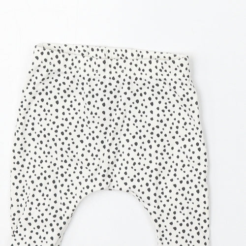 NEXT Girls White Animal Print Cotton Jogger Trousers Size Newborn