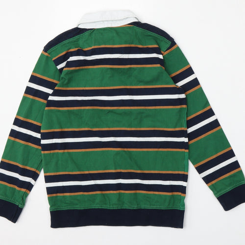 Jasper Conran Boys Multicoloured Striped Cotton Basic Polo Size 9-10 Years Collared Button