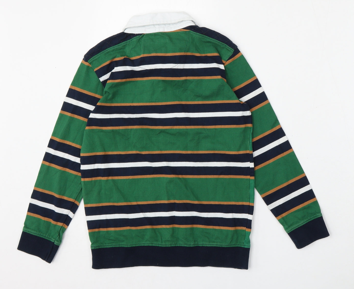 Jasper Conran Boys Multicoloured Striped Cotton Basic Polo Size 9-10 Years Collared Button