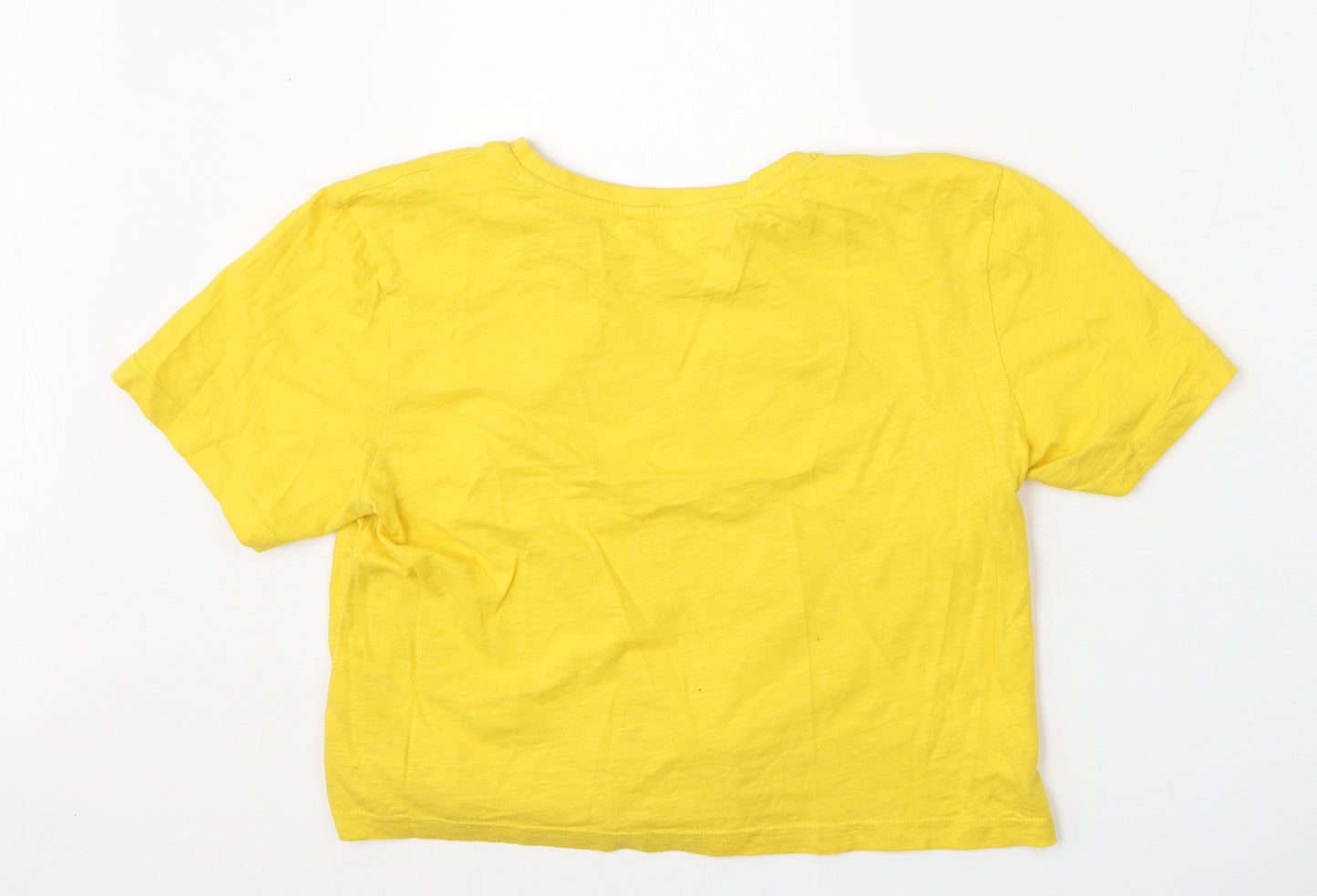 Candy Girls Yellow  Cotton Basic T-Shirt Size 13 Years Round Neck