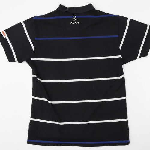 Kukri Mens Blue Striped Cotton  Polo Size L Collared Button