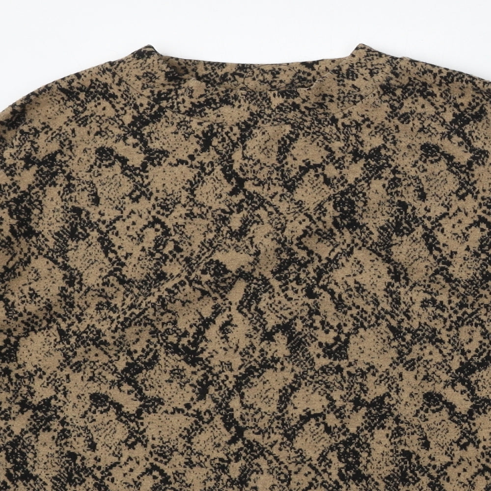 Marks and Spencer Womens Brown Round Neck Geometric Polyester Pullover Jumper Size 12