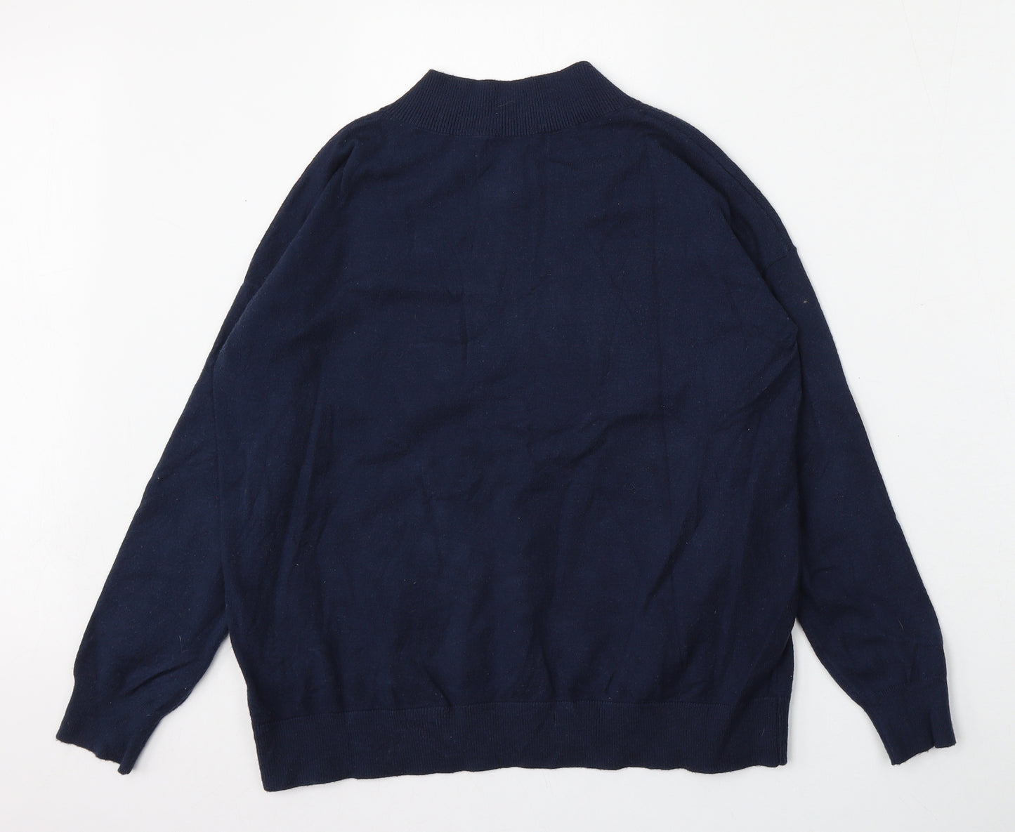Marks and Spencer Womens Blue V-Neck  Viscose Pullover Jumper Size M