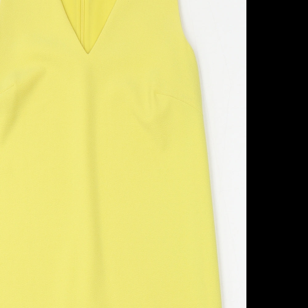 NEXT Womens Yellow  Polyester Shift  Size 12  Round Neck Zip