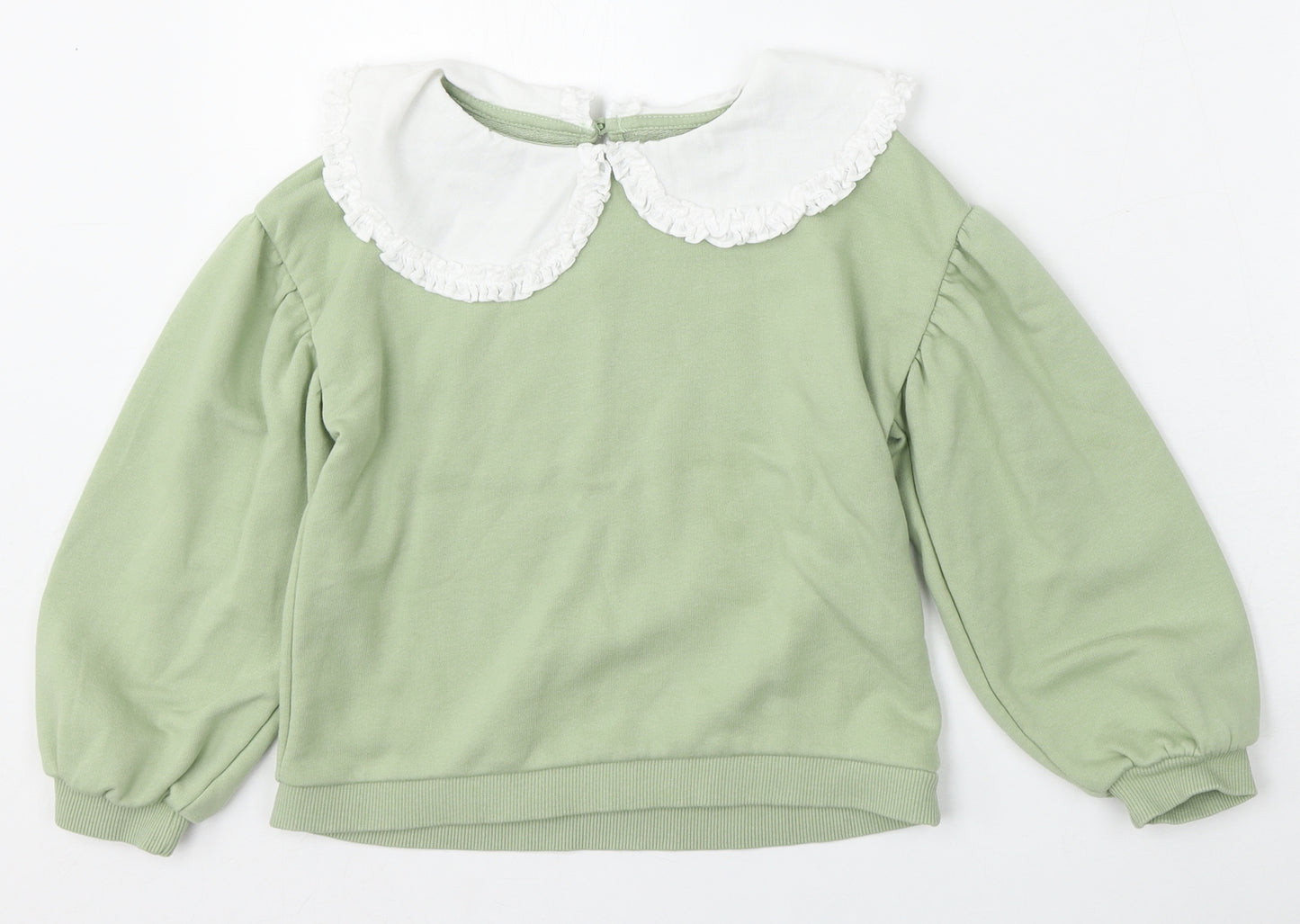 Dunnes Stores Girls Green  Cotton Pullover Sweatshirt Size 7-8 Years  Hook & Eye