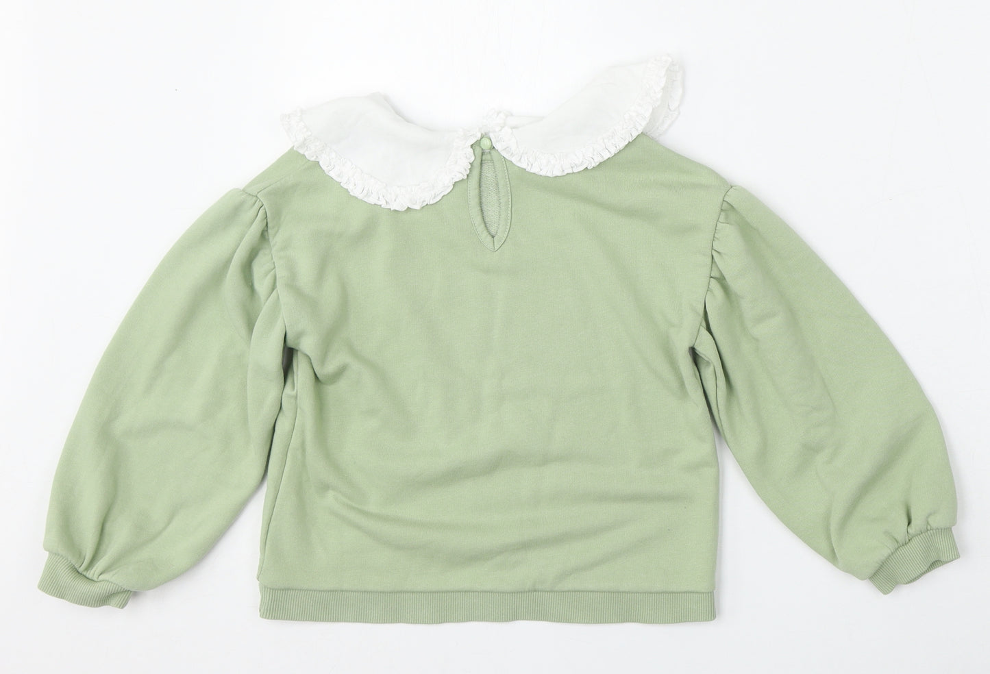 Dunnes Stores Girls Green  Cotton Pullover Sweatshirt Size 7-8 Years  Hook & Eye