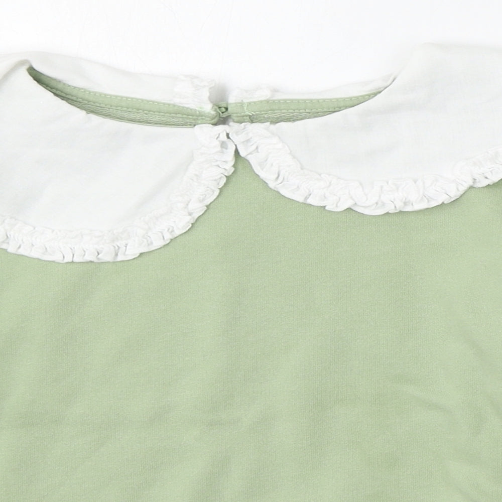 Dunnes Stores Girls Green  Cotton Pullover Sweatshirt Size 7-8 Years  Hook & Eye