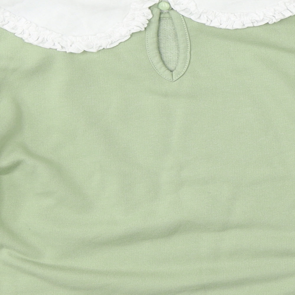 Dunnes Stores Girls Green  Cotton Pullover Sweatshirt Size 7-8 Years  Hook & Eye