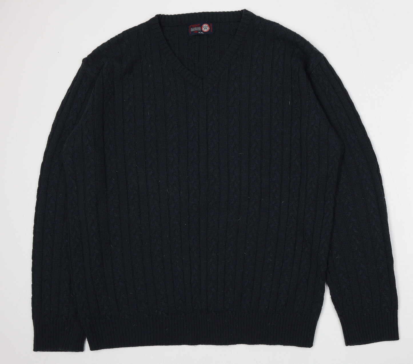 NEXT Mens Blue V-Neck  Acrylic Pullover Jumper Size 2XL