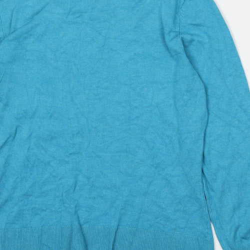 M&Co Womens Blue Round Neck  Viscose Pullover Jumper Size L