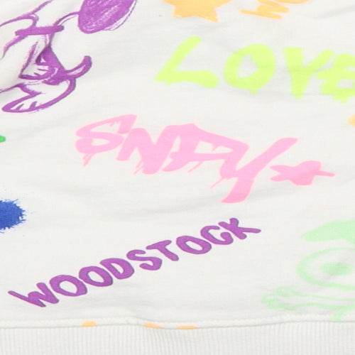 Zara Girls White Geometric Cotton Pullover Sweatshirt Size 6 Years   - SNOOPY