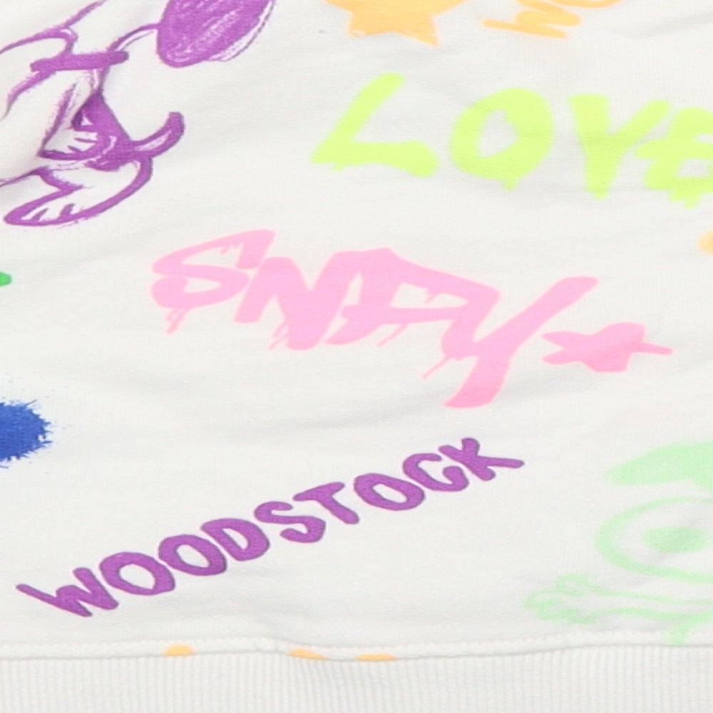 Zara Girls White Geometric Cotton Pullover Sweatshirt Size 6 Years   - SNOOPY