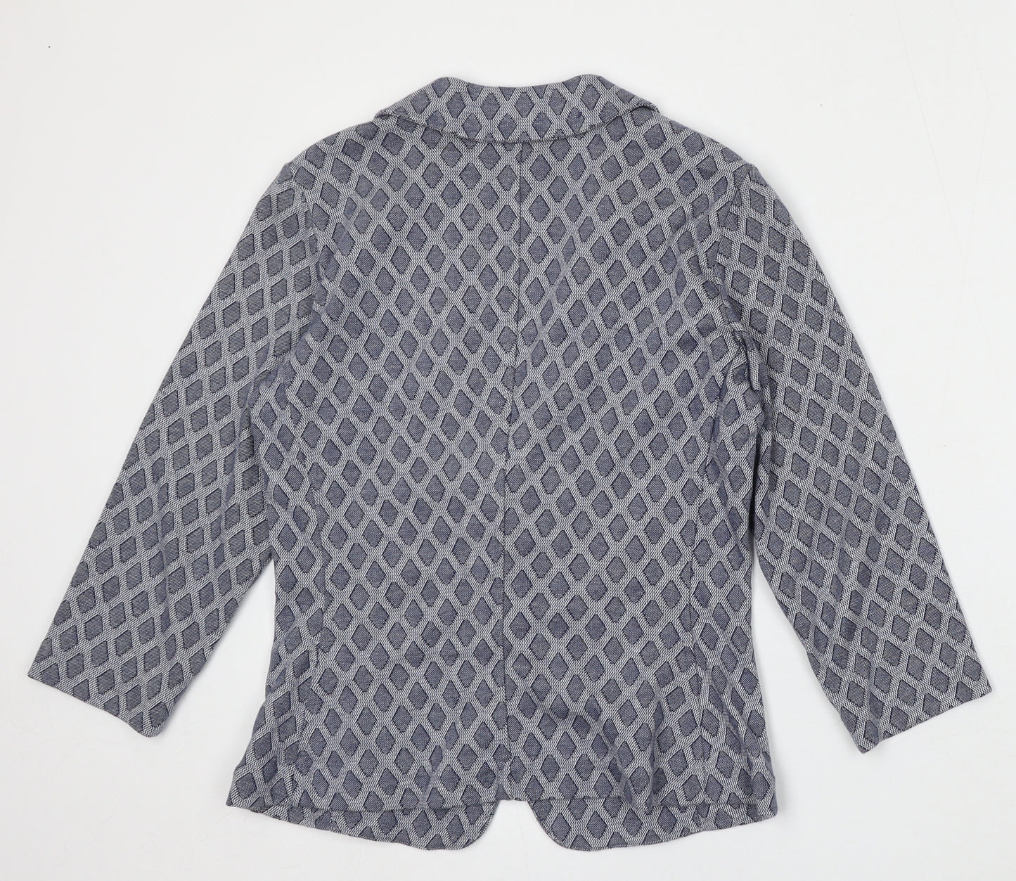 PURE Collection Womens Blue Geometric Cotton Jacket Blazer Size 8