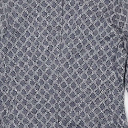 PURE Collection Womens Blue Geometric Cotton Jacket Blazer Size 8