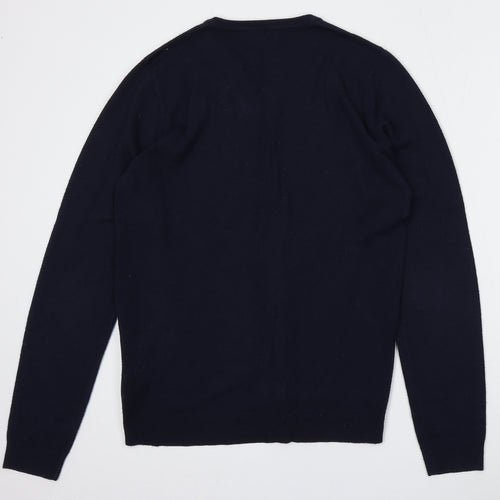 Red Herring Mens Blue V-Neck  Acrylic Pullover Jumper Size S