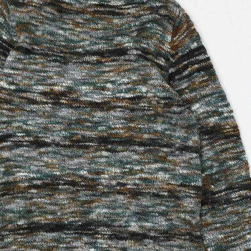 Lakeland Womens Green Roll Neck Striped Acrylic Pullover Jumper Size 18