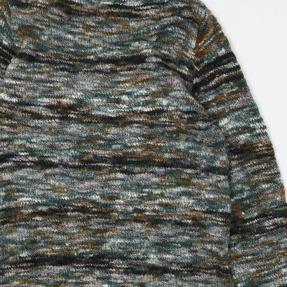 Lakeland Womens Green Roll Neck Striped Acrylic Pullover Jumper Size 18