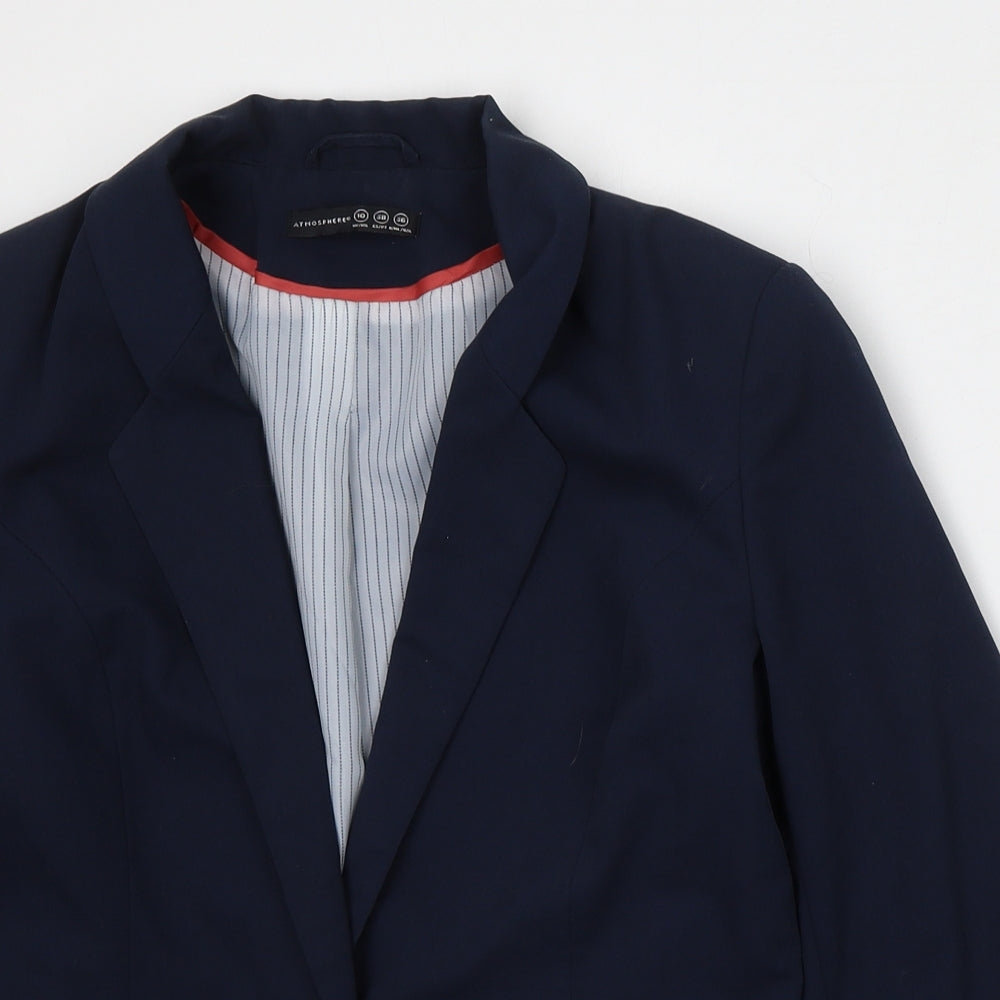 Atmosphere Womens Blue  Polyester Jacket Blazer Size 10