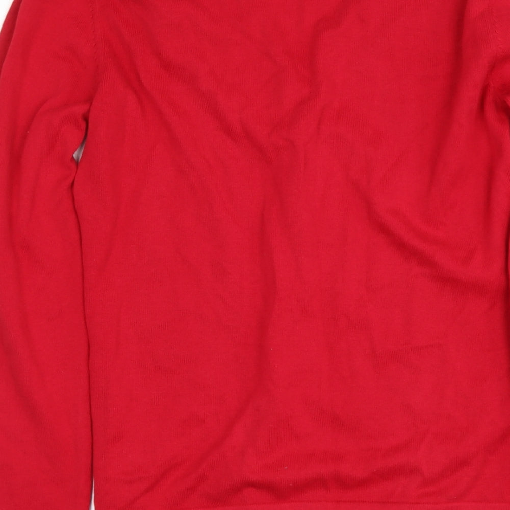 GEOTGE Girls Red V-Neck  Cotton Cardigan Jumper Size 13-14 Years