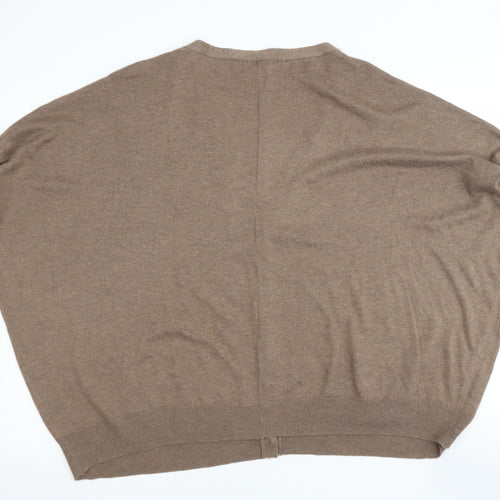 JULIE  Womens Brown V-Neck  Polyester Cardigan Jumper One Size