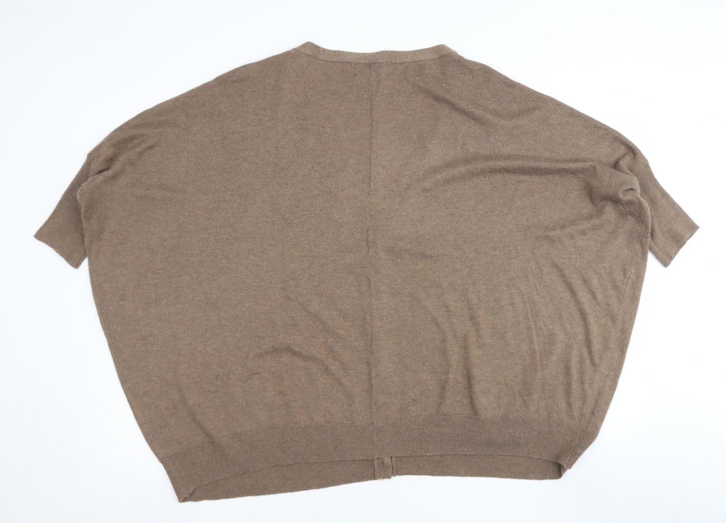 JULIE  Womens Brown V-Neck  Polyester Cardigan Jumper One Size