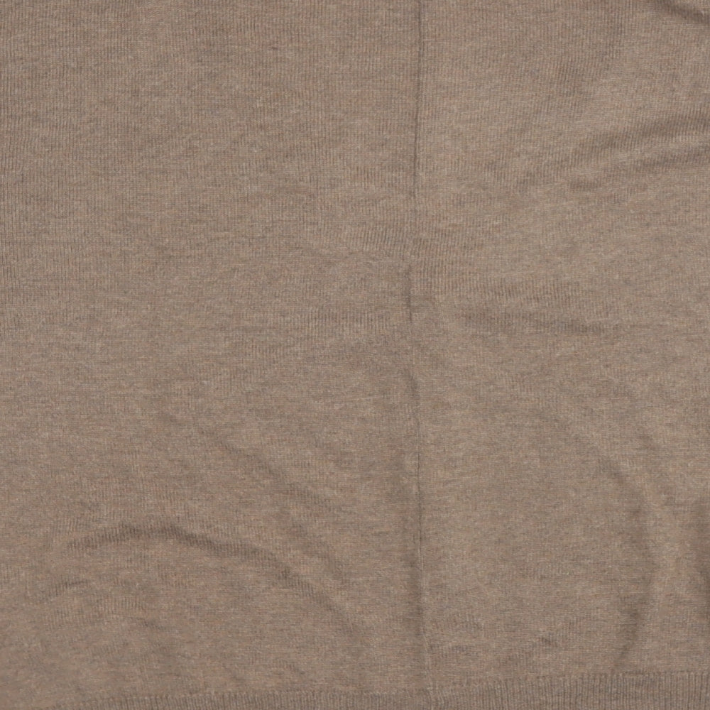 JULIE  Womens Brown V-Neck  Polyester Cardigan Jumper One Size