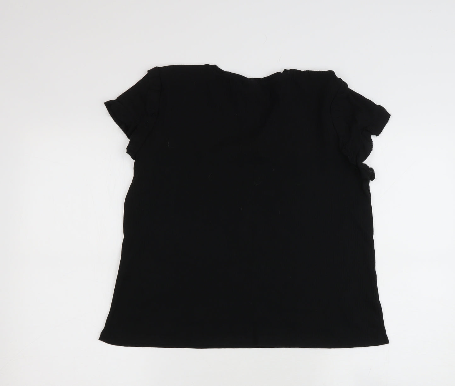 Jaqueline de Yong  Womens Black  Cotton Basic T-Shirt Size M Round Neck