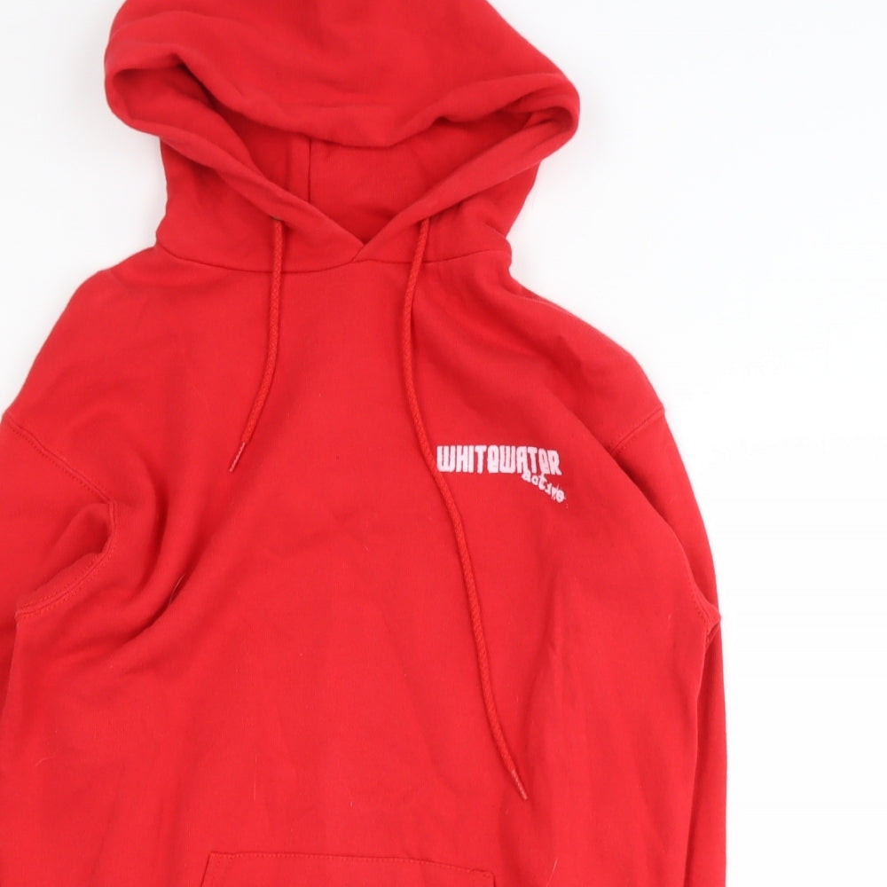 Fruit of the Loom Mens Red  Polyester Henley Hoodie Size S