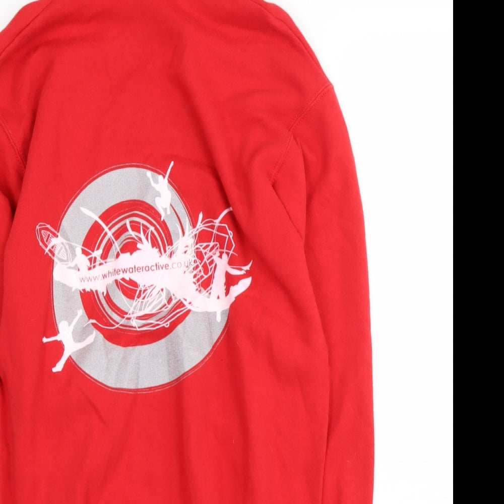 Fruit of the Loom Mens Red  Polyester Henley Hoodie Size S