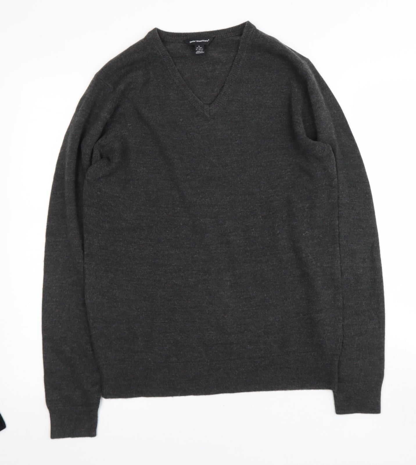 Ceder wood state Mens Grey V-Neck  Acrylic Pullover Jumper Size S