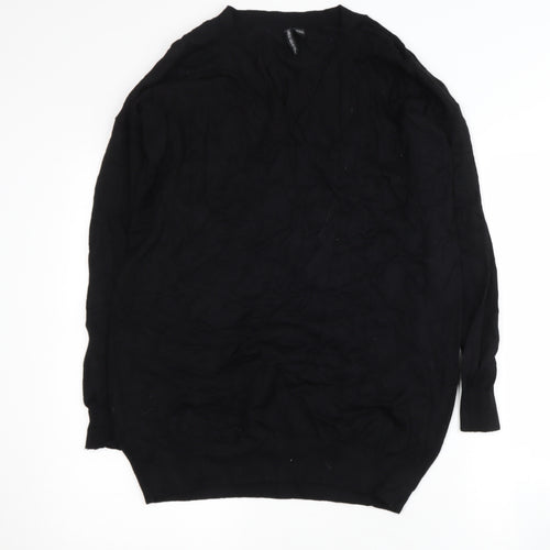 Capsule  Womens Black V-Neck  Viscose Pullover Jumper Size M