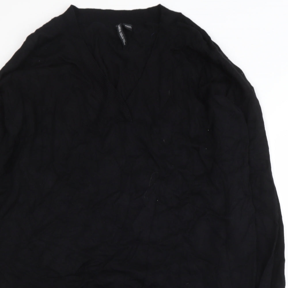 Capsule  Womens Black V-Neck  Viscose Pullover Jumper Size M
