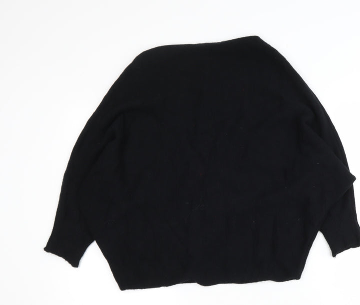 emmy moda Womens Black Boat Neck Viscose Pullover Jumper Size M