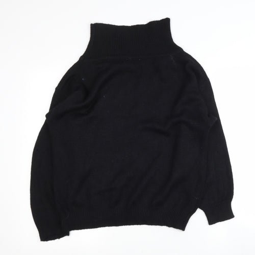 Expressions Womens Black Roll Neck  Nylon Pullover Jumper Size S