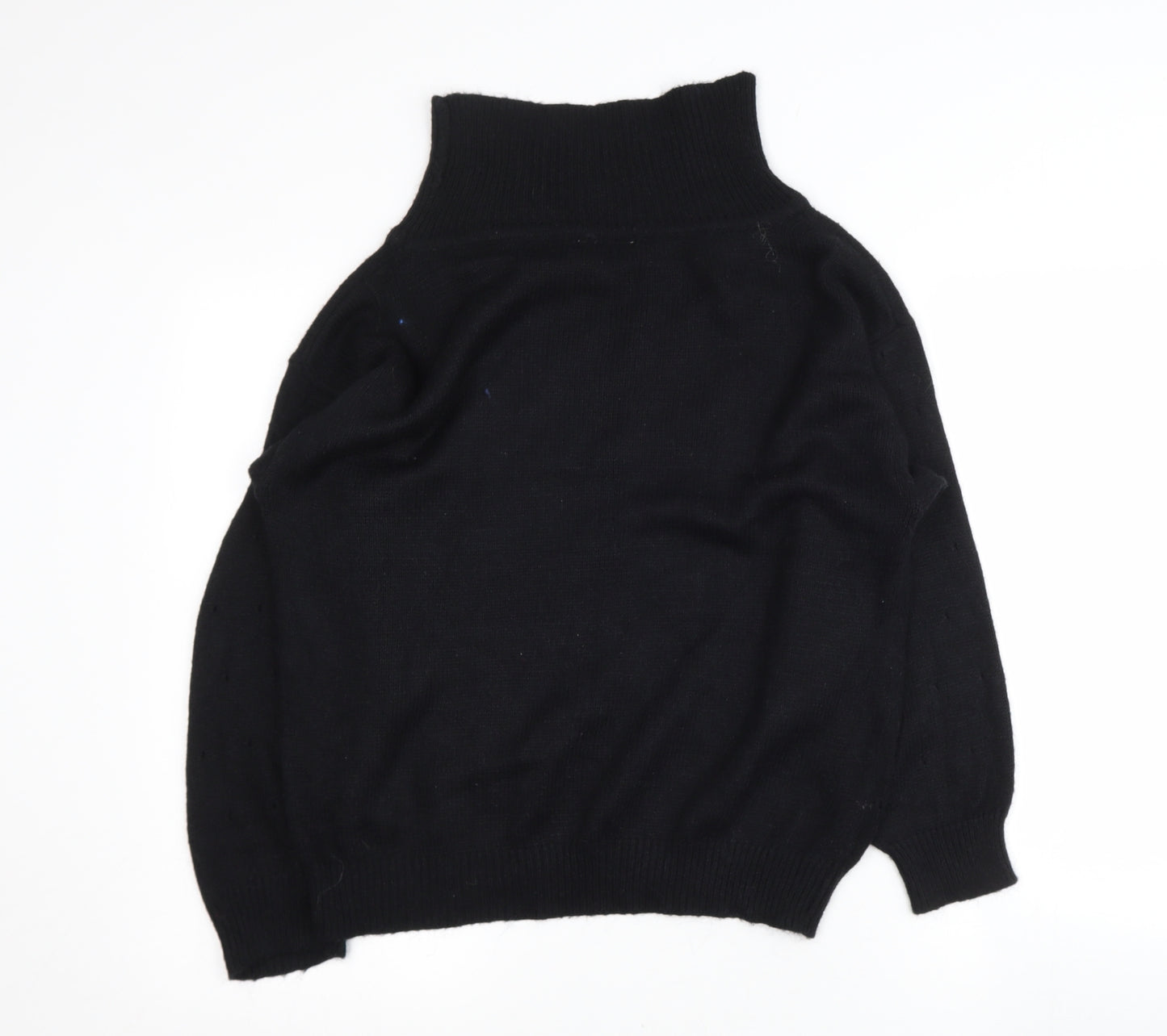 Expressions Womens Black Roll Neck  Nylon Pullover Jumper Size S