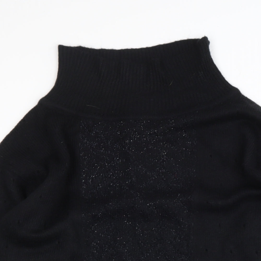 Expressions Womens Black Roll Neck  Nylon Pullover Jumper Size S