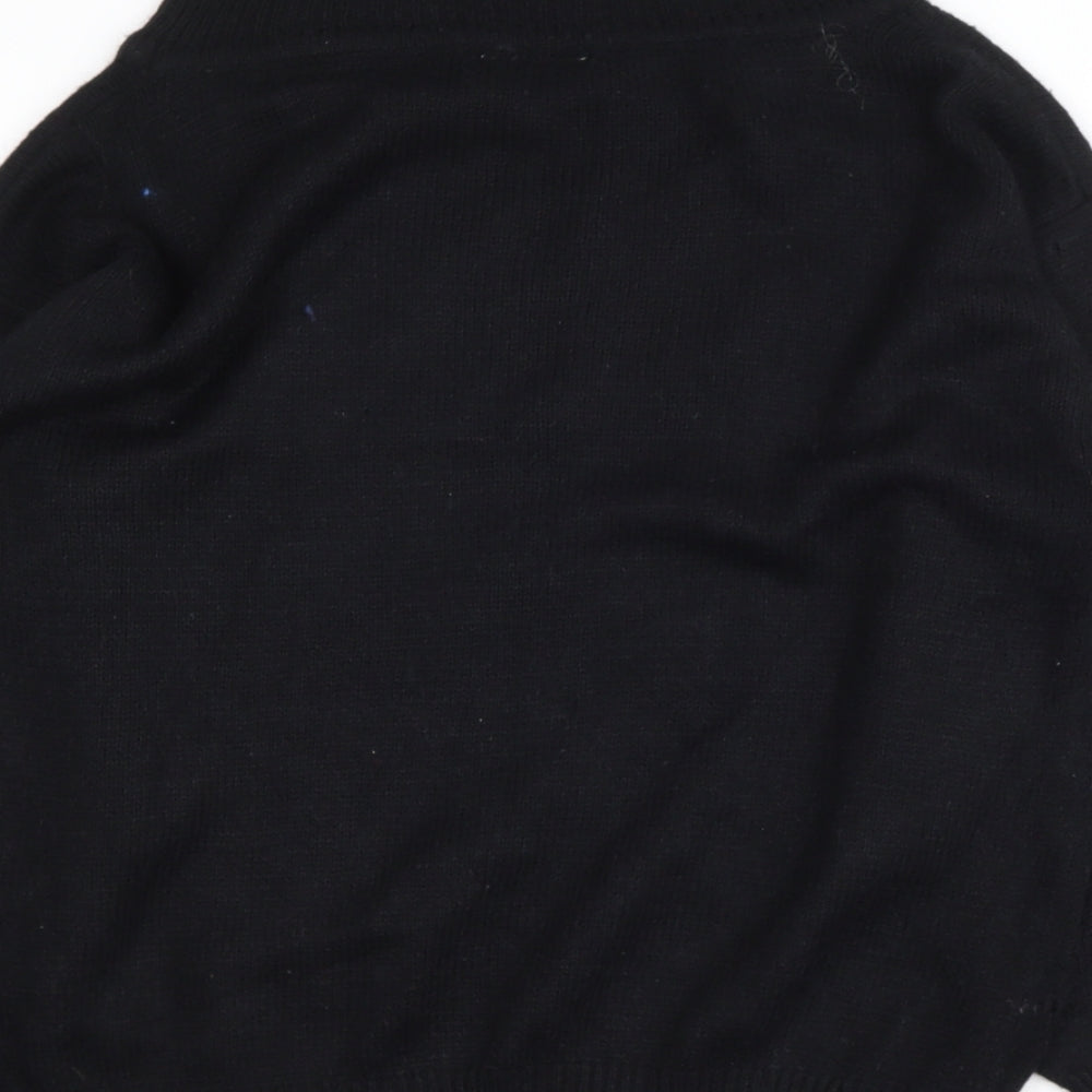 Expressions Womens Black Roll Neck  Nylon Pullover Jumper Size S