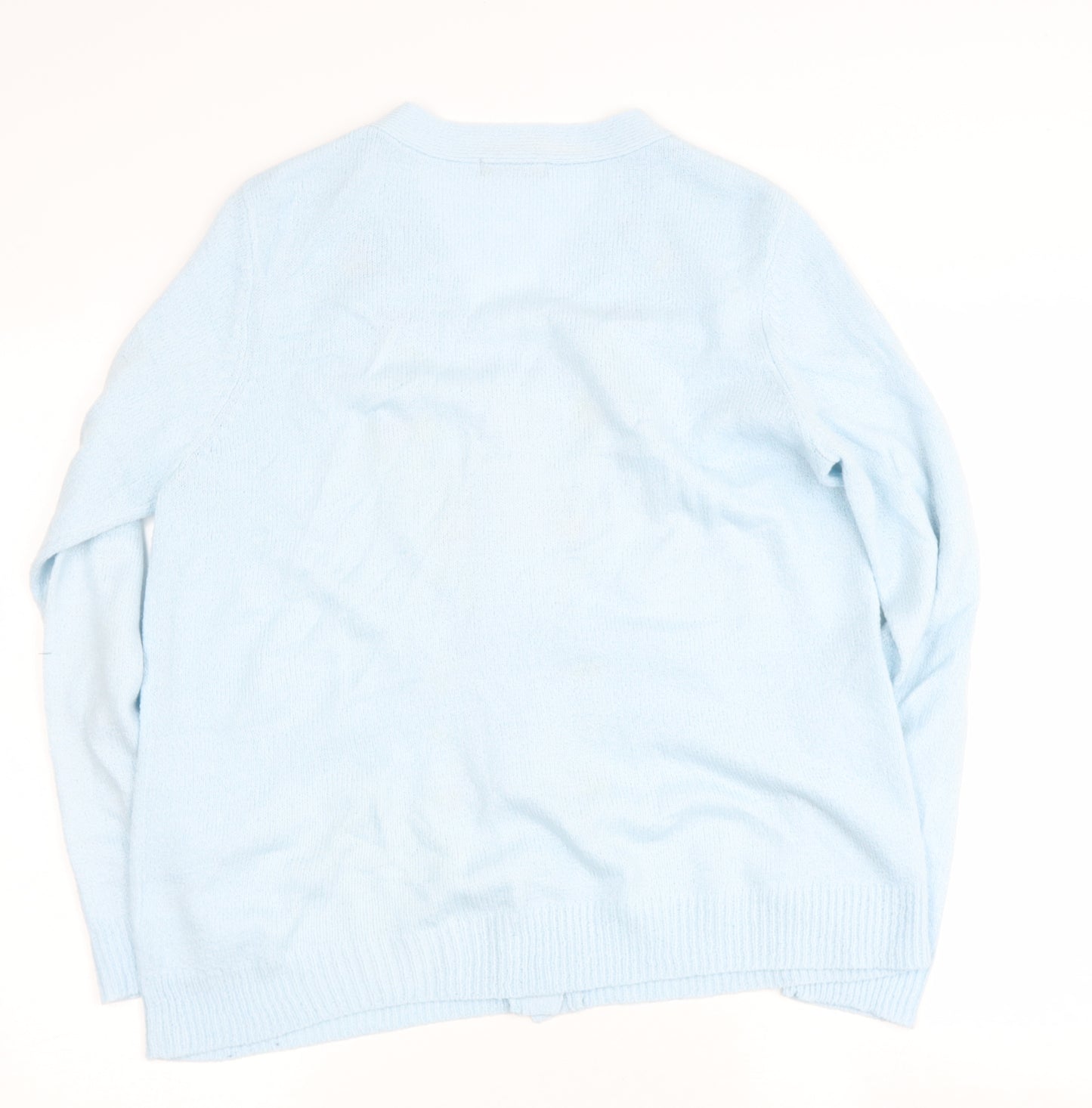 BM Womens Blue V-Neck  Acrylic Pullover Jumper Size M