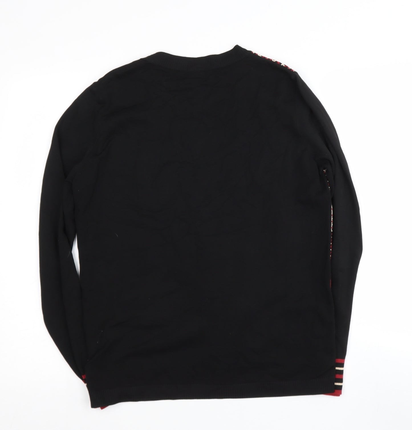 Papya Womens Black Round Neck Geometric Polyamide Henley Jumper Size 14