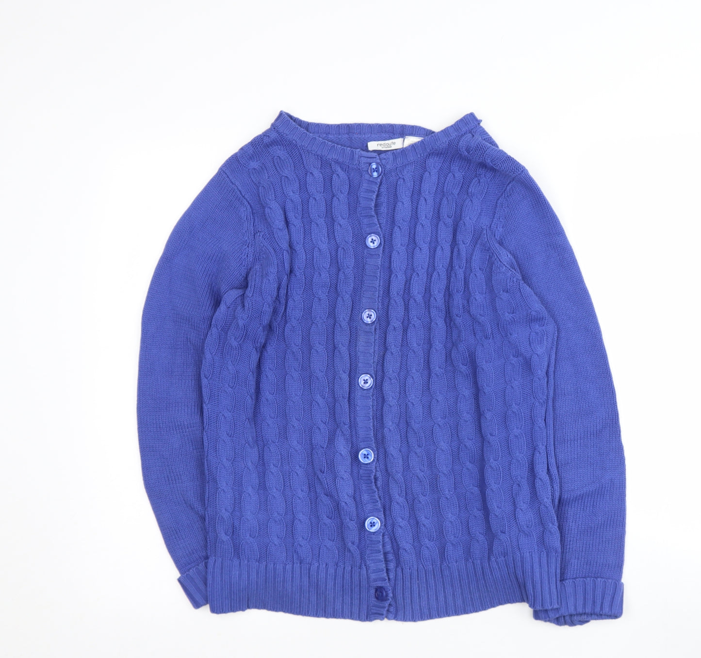 redoute Womens Blue Round Neck  Cotton Cardigan Jumper Size 14