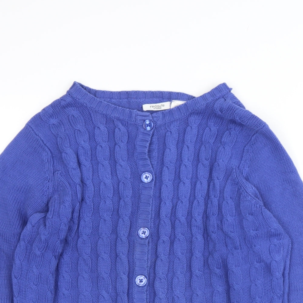 redoute Womens Blue Round Neck  Cotton Cardigan Jumper Size 14