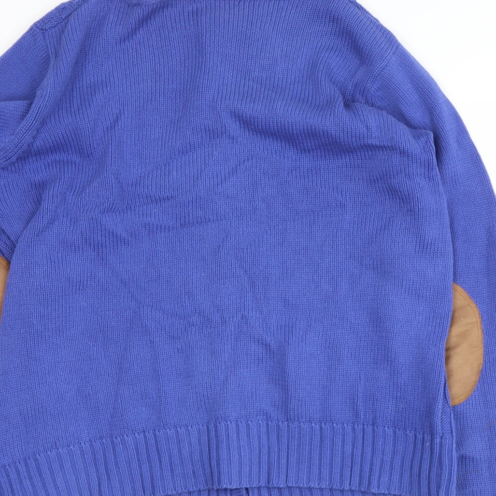 redoute Womens Blue Round Neck  Cotton Cardigan Jumper Size 14