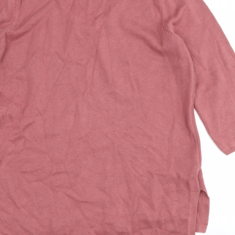 Laura Ashley Womens Pink V-Neck  Cotton Pullover Jumper Size 14