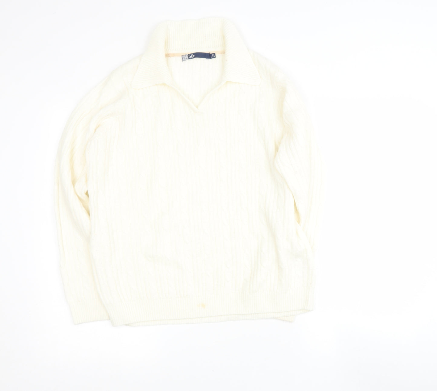Preworn Womens Beige Collared  Acrylic Pullover Jumper Size 14