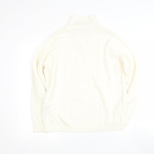Preworn Womens Beige Collared  Acrylic Pullover Jumper Size 14