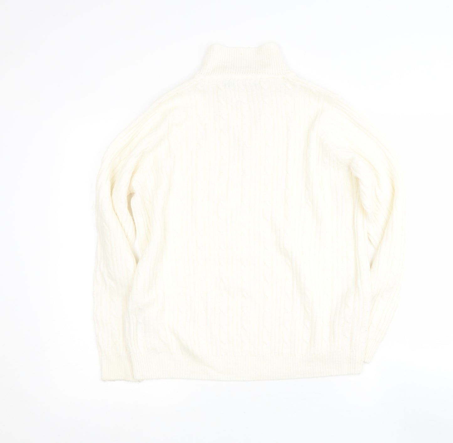 Preworn Womens Beige Collared  Acrylic Pullover Jumper Size 14