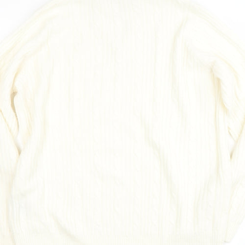 Preworn Womens Beige Collared  Acrylic Pullover Jumper Size 14